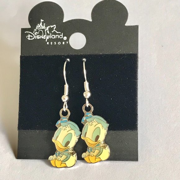Vintage Disney Donald Duck Earrings Disneyana Signed Charms Disney Babies - Picture 4 of 11